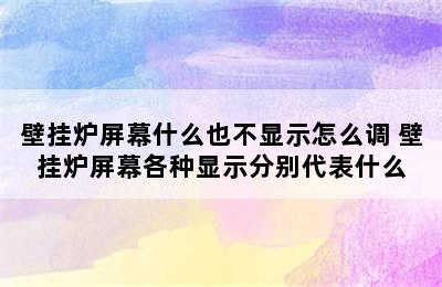 壁挂炉屏幕什么也不显示怎么调 壁挂炉屏幕各种显示分别代表什么